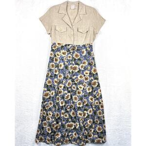 Fredericks Of Hollywood 90s Maxi Dress Womens 11/12 Floral Linen Cottage 80s